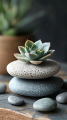 Fototapeta premium Succulent plant arrangement on stones