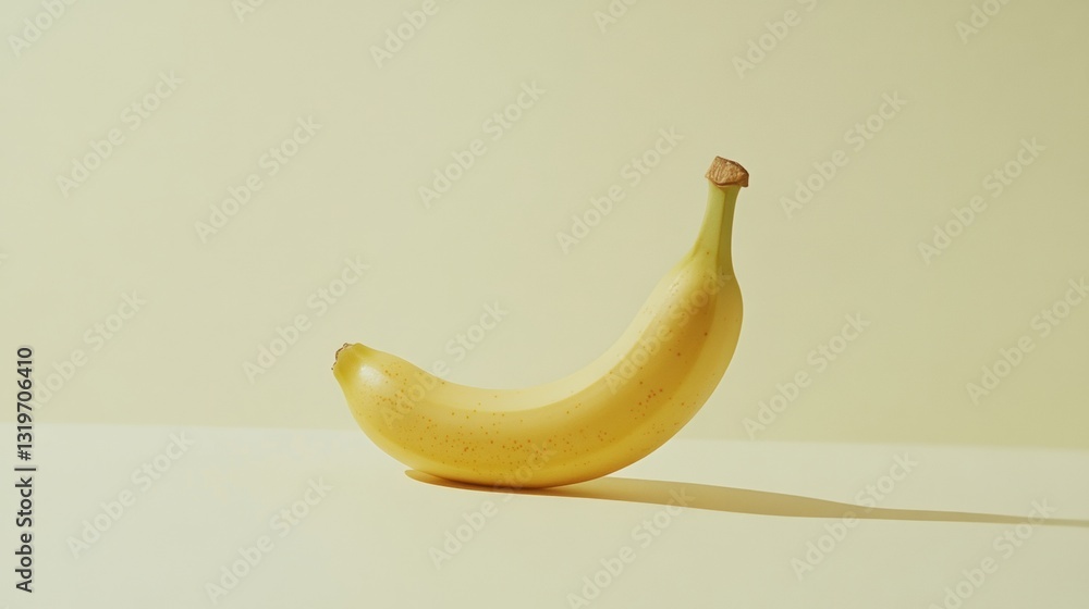 Aufkleber bright yellow banana on a soft pastel background with natural light showcasing its smooth texture an