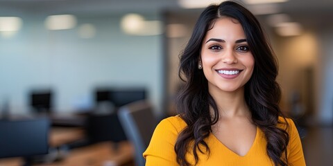 friendly indian entrepreneur standing in dentist office