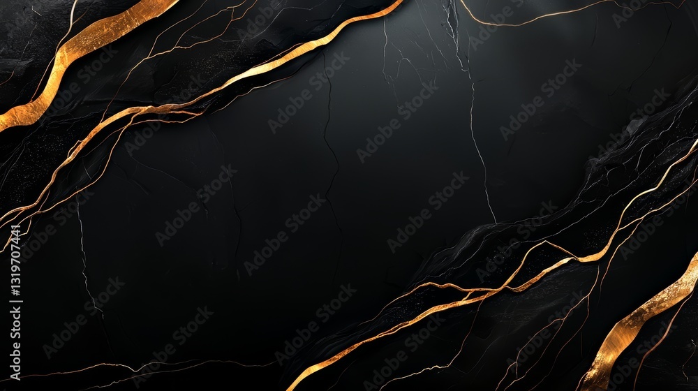 Leinwandbilder black and gold background with gold streaks running through it. the gold streaks are scattered throu