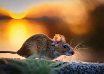 Sunset Silhouette: A Mouse at Golden Hour