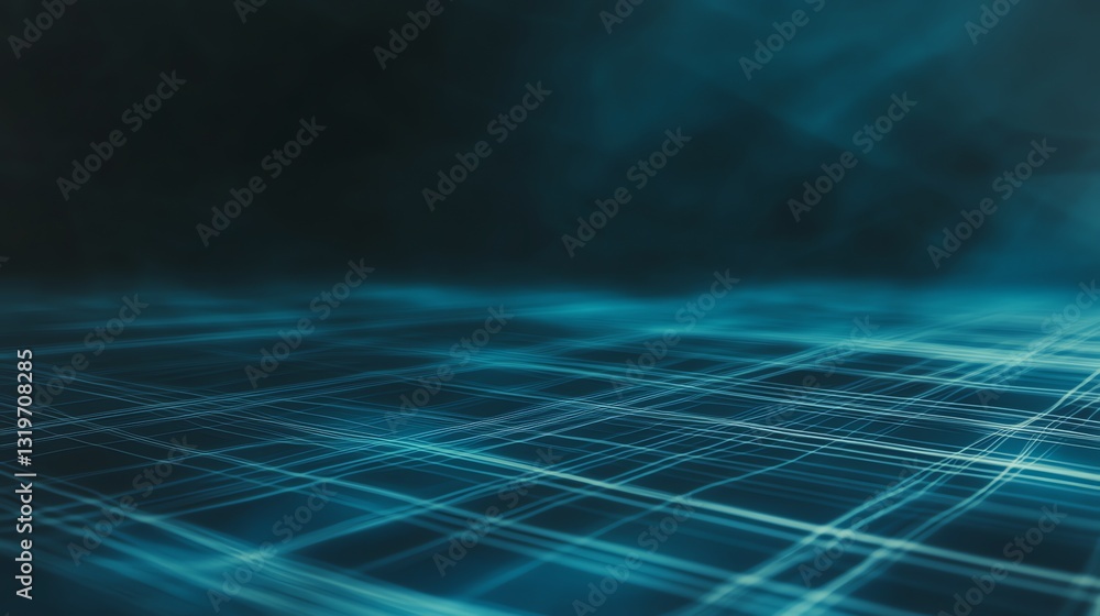 Poster abstract grid background with glowing blue lines in a futuristic style