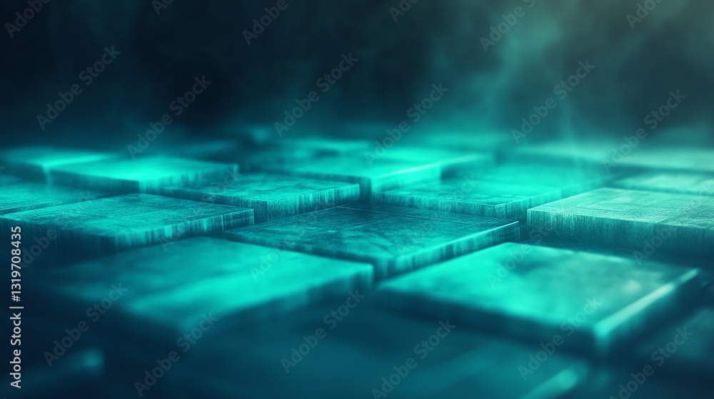Aufkleber abstract aqua square tiles with mist creating a modern background