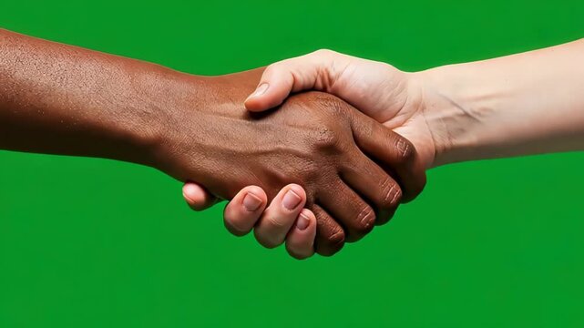 handshake between two people on greenscreen