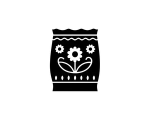 creative details flower soil bag icon vector Illustration