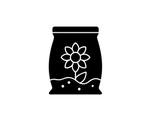 creative details flower soil bag icon vector Illustration