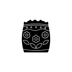 creative details flower soil bag icon vector Illustration