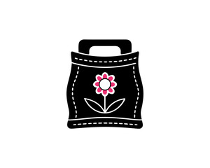 creative details flower soil bag icon vector Illustration