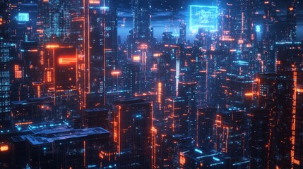 AI-driven Futuristic Smart City with Floating Hologram