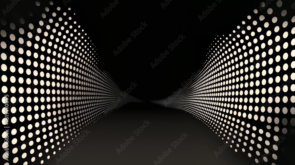 Aufkleber Black and white image of a spiral with many dots. The image is abstract and has a modern feel to it