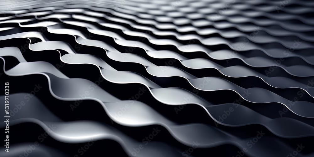 Poster black and white image of a wave pattern. the image is abstract and has a modern feel to it