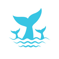 Whale, shark, fish tale vector icon set. and  Whale Tail logo