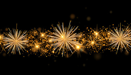 Naklejka premium abstract gold, black and gold glitter background with fireworks. christmas eve, 4th of july holiday concept , with white tonespng