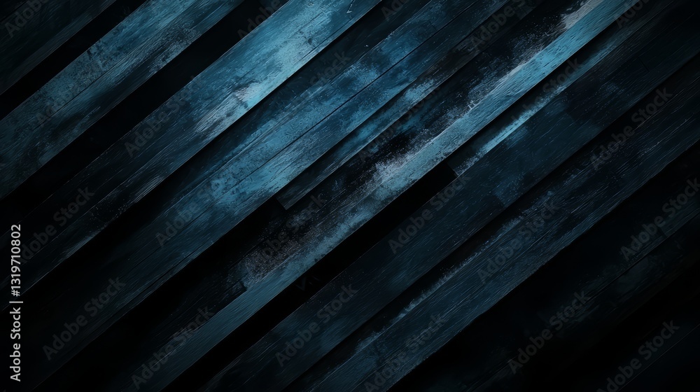 Poster black and white image of wood grain with a blue stripe. the image has a moody and mysterious feel to