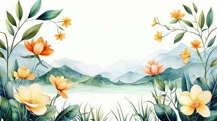 Synthetic flowers, vintage, pastel concept. Serene landscape featuring vibrant synthetic flowers and lush greenery, evoking tranquility and artistic inspiration