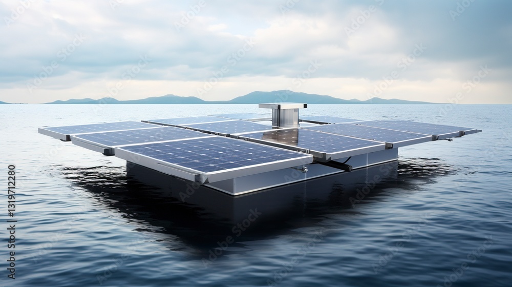 Wall mural a photo of a floating solar array
