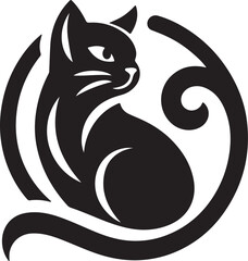 Vector cat silhouette black and white	