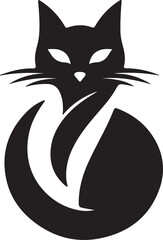 Vector cat silhouette black and white	