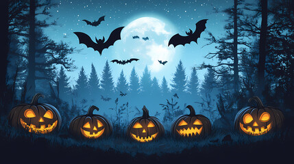 magical forest glowing jackolanterns