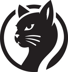 Vector cat silhouette black and white	