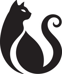 Vector cat silhouette black and white	