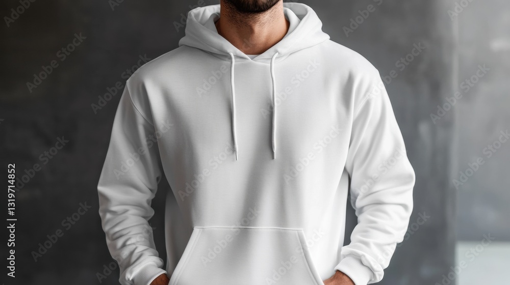 Poster customizable blank mens hooded sweatshirt mockup in 3d rendering from front view for apparel design 