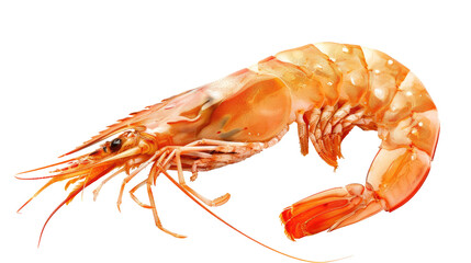 Red cooked prawn or shrimp isolated on transparent background   