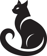 Vector cat silhouette black and white	