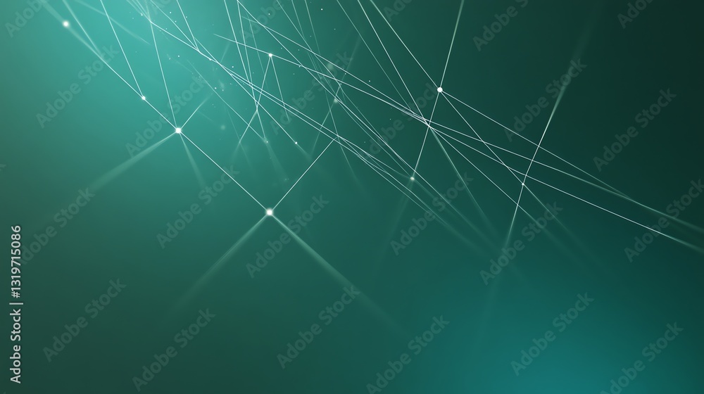 Poster abstract network connections with glowing lines on a dark teal backdrop
