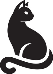 Vector cat silhouette black and white	
