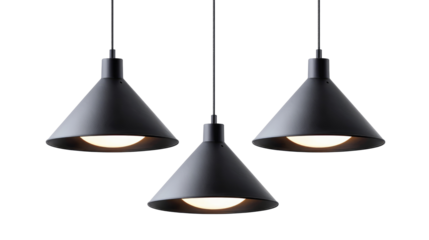 Ceiling lamp with three different length isolated on transparent