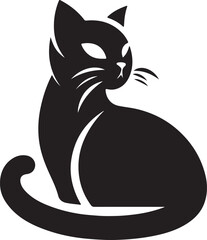 Vector cat silhouette black and white	