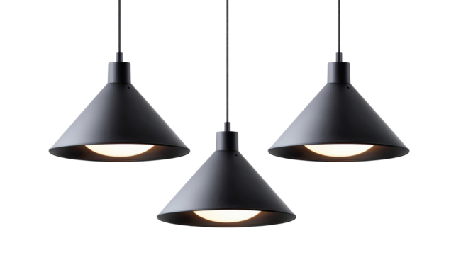 Ceiling lamp with three different length isolated on transparent