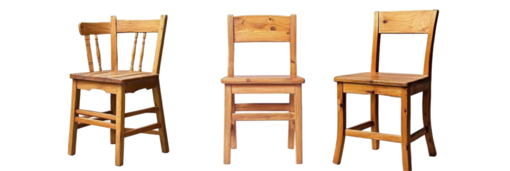 A set of wooden chairs