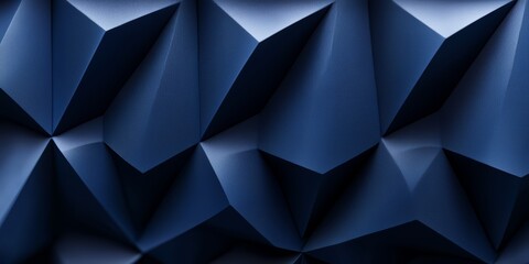 Fototapeta premium Blue background with a pattern of triangles. The triangles are of different sizes and are arranged in a way that creates a sense of depth and movement. Scene is dynamic and energetic