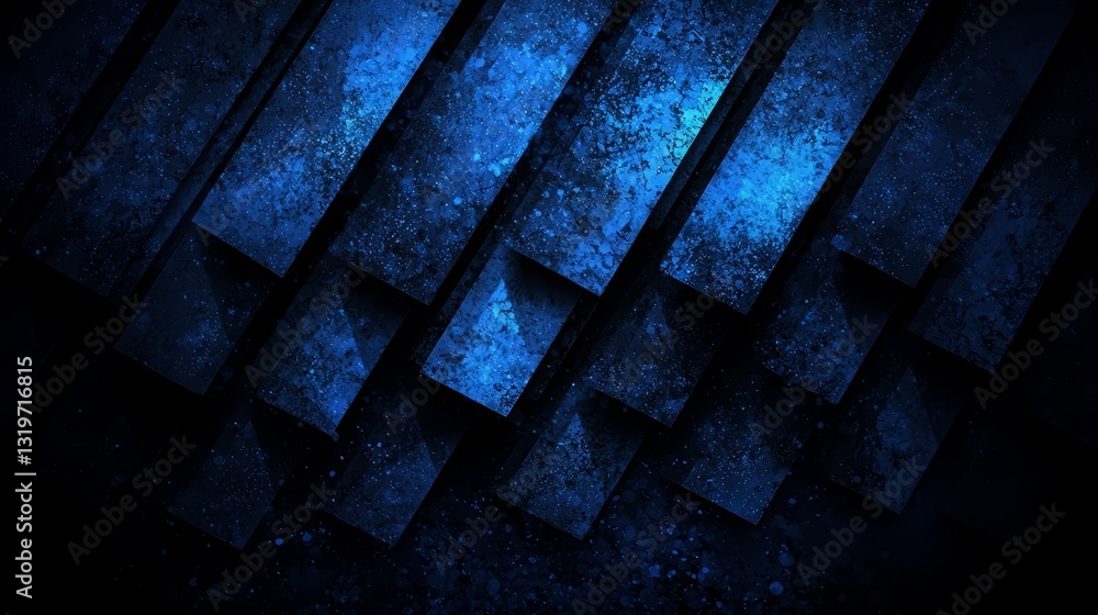 Fototapete Blue background with a pattern of squares. The squares are arranged in a way that creates a sense of depth and movement
