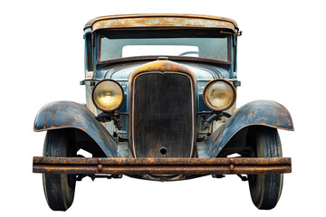 Vintage classic old car model isolated on white or transparent background