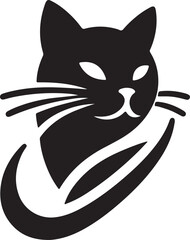Vector cat silhouette black and white	