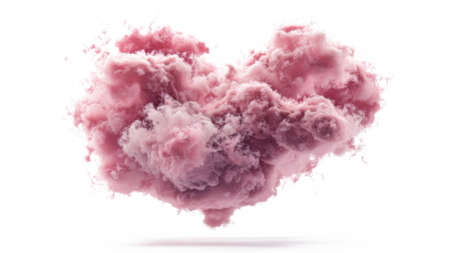 Cloud Pink Heart Shape isolated on transparent background for Valentines card, Mother day, Wedding decoration, Summer design element - Powered by Adobe