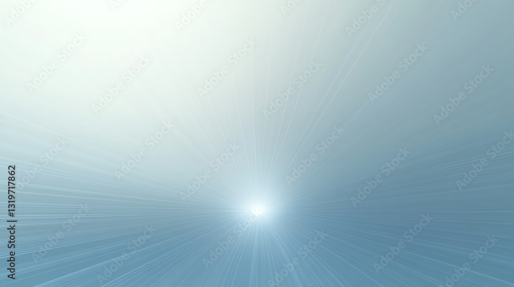 Poster abstract light rays emanating from center with soft blue gradient