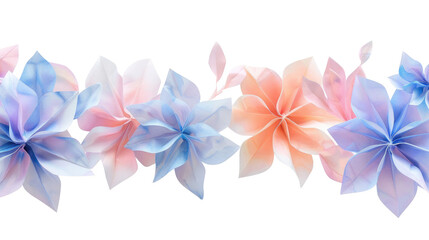 Obraz premium soft watercolor flowers, pastel peach and blue tones on transparent background.
