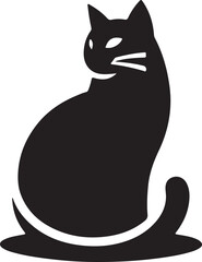 Vector cat silhouette black and white	