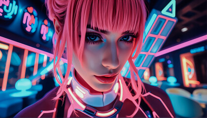 Fototapeta premium Neon Fashion Portrait