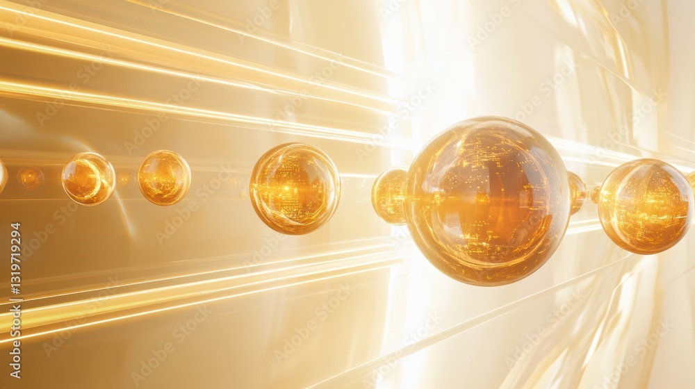 Aufkleber Multiple spheres representing unique virtual worlds connected by light beams in a cosmic space environment