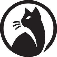Vector cat silhouette black and white	