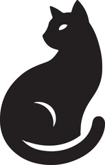 Vector cat silhouette black and white	