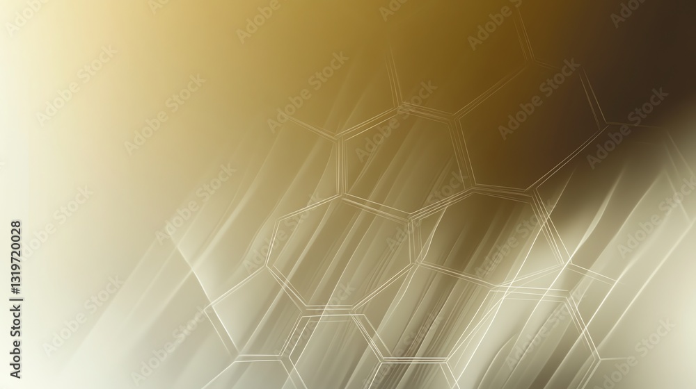 Poster abstract honeycomb pattern with lines and soft golden color gradient