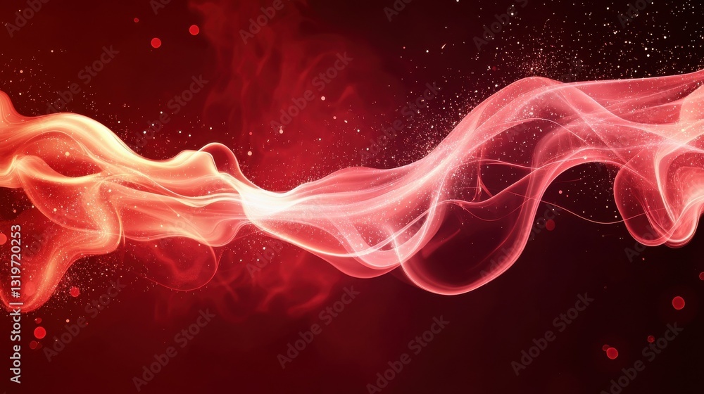 Poster digital flow wave with particles in motion. abstract smoke effect background. smoke motion with part