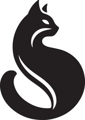 Vector cat silhouette black and white	