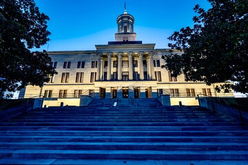 Tennessee State Capitol Building at Twilight on a Cold Fall Evening